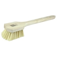 44017 20" Utility Scrub Brush, White Tampico Fill, Long Handle, Wood Block