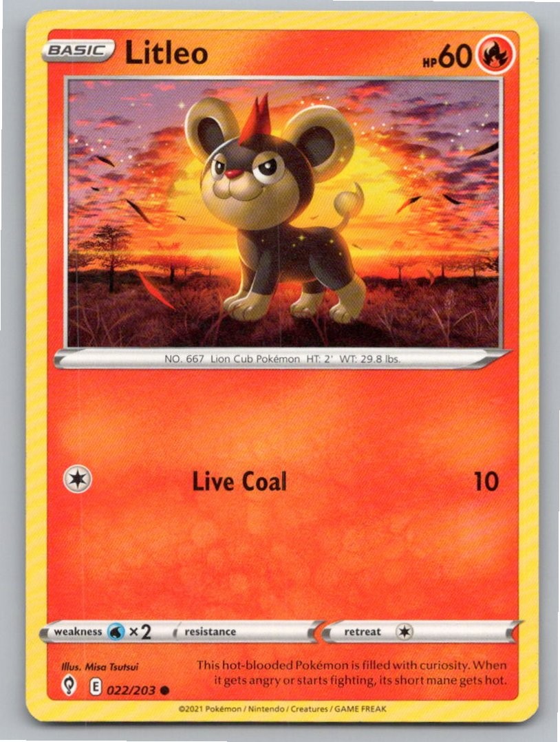 2021 POKEMON LITLEO EVOLVING SKIES 022/203 C NM A80637 FREE S&H