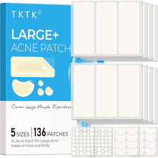 Large Pimple Patches, 68 X 27 Mm, XL Hydrocolloid Bandages, 136 Count