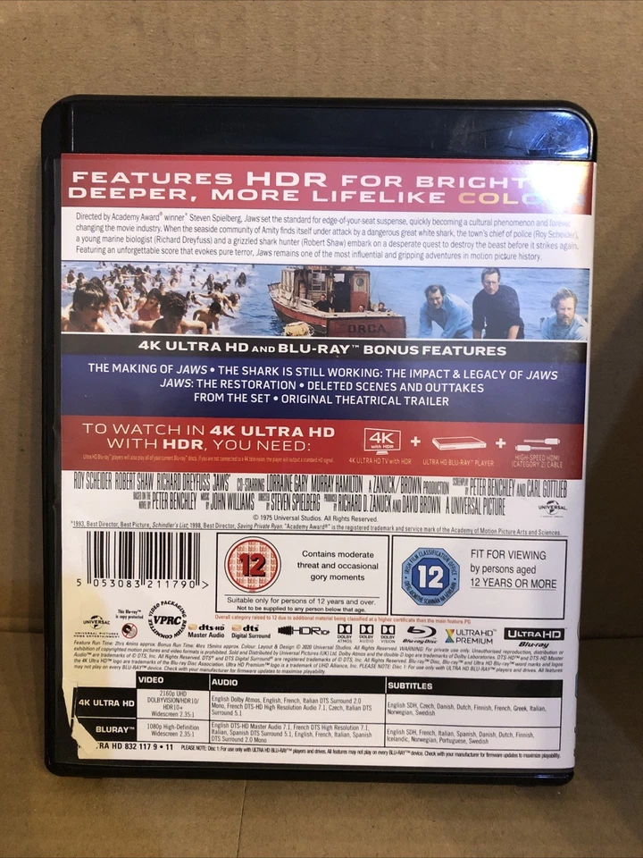 Jaws 4K [4K Ultra-HD + Blu-ray] [2020] [Region Free] - Image 2 of 3
