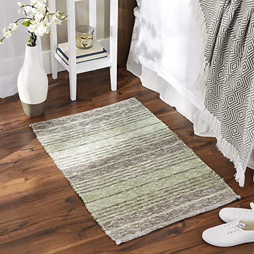 Woven Rag Rug Collection Recycled Yarn Variegated Rustic Stripe, 2x3 ...