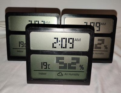 3er-Set NORTEC 72416 Thermometer Hygrometer Uhrzeit digital, Innengerät Schwarz