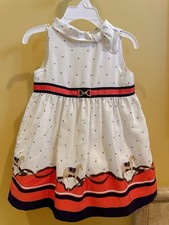 Janie and Jack Girls White Dress Horse Theme 12-18 Months