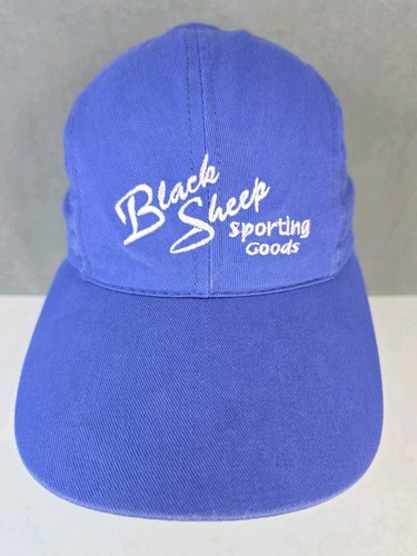 vtg panel hat Black Sheep Sporting goods nylon strap blue made in USA cap