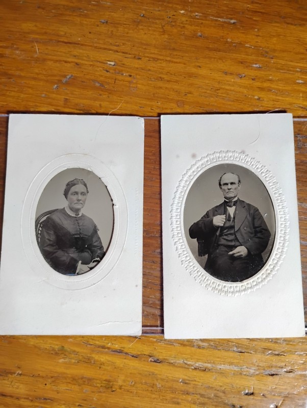 Rev. Peter McKinney Hitchcock & 2nd wife Henrietta tintypes Methodist minister