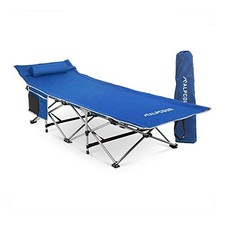 ROYAL BLUE - ALPCOUR FOLDING CAMPING COT DELUXE COLLAPSIBLE SINGLE PERSON BED