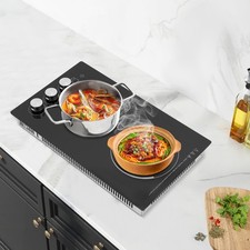 Placa de cocción eléctrica con control de perilla, estufa eléctrica, 2 quemadores