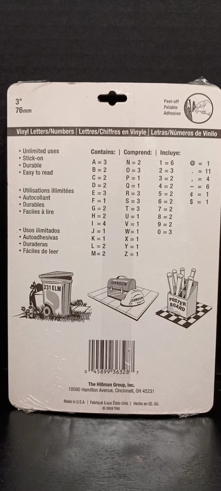 Hillman 3" Vinilo Negro Adhesivo Letras y Números Paquete Sin Abrir Barcos Letreros Foto 3 de 3