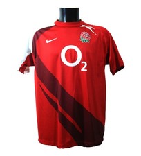 Nike England Rugby Union 2007 - 2009 Away Shirt Jersey Large Red Performance Gym