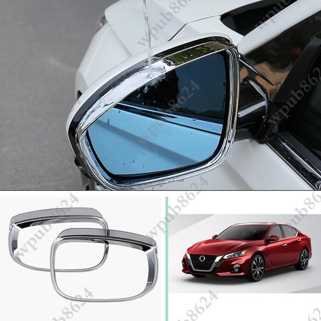 2PCS Chrome ABS Rearview Mirror Rain Cover Trim For Nissan Teana Altima