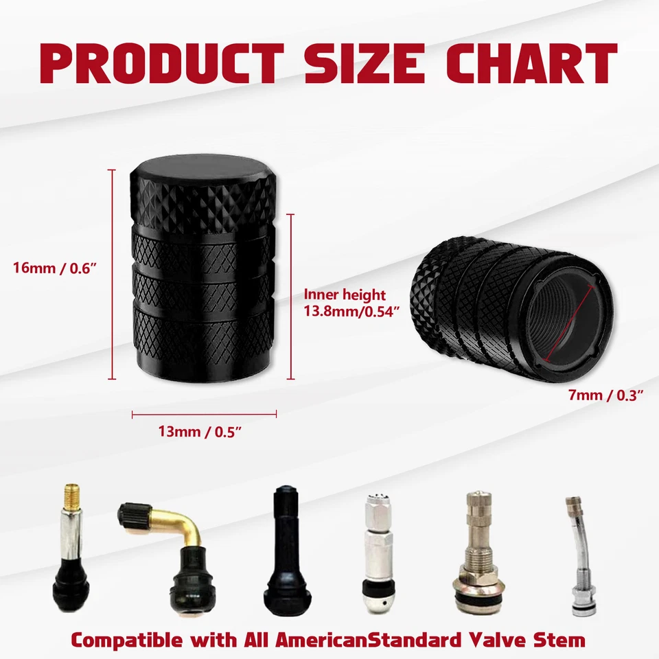 Tire Air Valve Cap Cover Dust Stem Aluminum General Purpose Universal For Car - Image 3 of 4