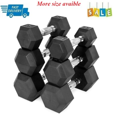 Rubber Coated Hex Dumbbell Hand Weight Avaible 10, 15, 20, 25