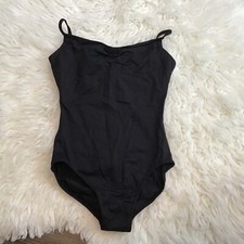 So Danca Girls Ballet Dance Leotard One Piece Black Ruched Bra Lined Size S