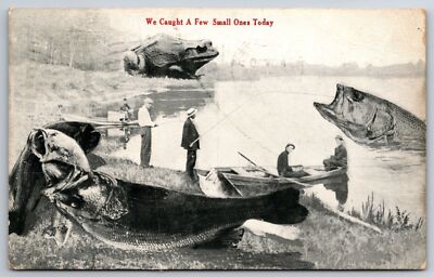 ''Few Small Ones'' in Gloucester MA~Exaggerated Fish & Frog~Back to Fish Town~1912
