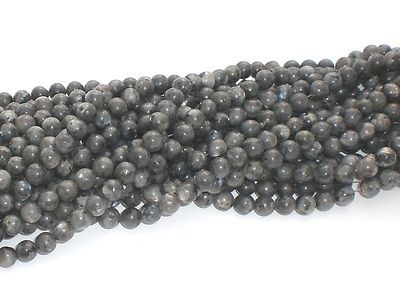 Larvikit 8mm 1 Stang Perlen Kugeln rund grau Schmuckperlen DIY basteln Schmuck
