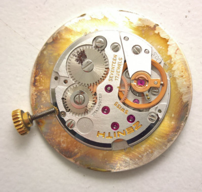 SELTENES VINTAGE ZENITH UHRWERK KAL 30,5+ ZIFFERBLATT FÜR TEILE LÄUFT ZUSTAND