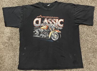 Vintage Black American Classic Racing Motorcycle T-Shirt (Size XXL?)