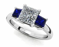 1Ct Princess Cut Simulated Blue Sapphire Engagement Ring White Gold Finish New