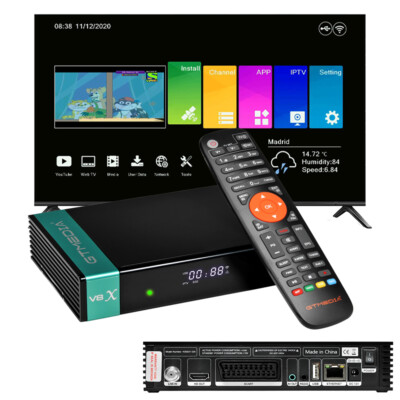 GTMEDIA V8X FTA FHD Sat Receiver DVB-S2/S2X Satellite TV Box WIFI H.265 PVR DLNA