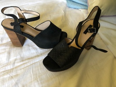 black wooden block heel sandals