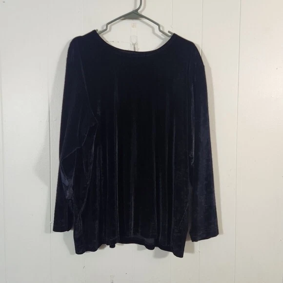 Vintage Elisabeth Claiborne Black Rose Velour Long Sleeve Size 2x Velvet - Image 2 of 4