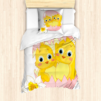 Ostern Bettwäsche Set Daffodil Chicks Cracked Egg Weicher Microfaserstoff