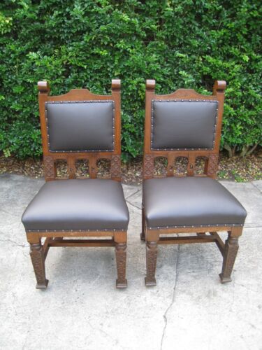 Arts and Crafts Oak Hall Chairs (2) c.1880 - Picture 1 of 9