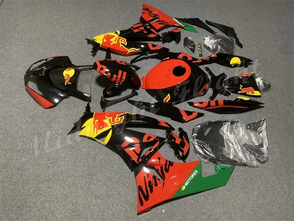 川崎忍者 ZX6R 636 2009 - 2012 ABS 车身红色黑色牛仔整流套件 — 第 3/4 张图片
