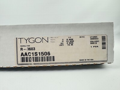 Tygon R-3603 AAC1S1506 Tubing 8mm Inner Diameter, 12mm Outer Diameter, 15m