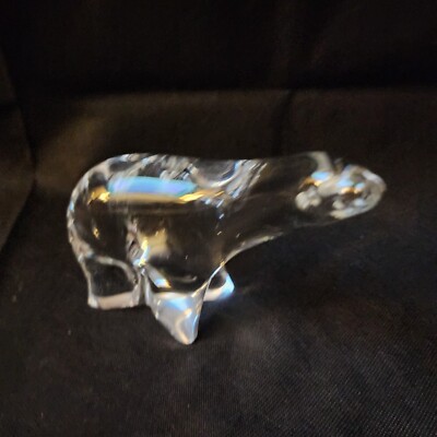 Flygfors  Maleras 1960s Artist Signed Folke Walving Swedish Glass Polar Bear
