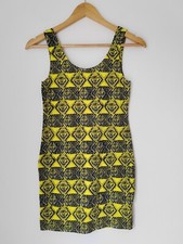 ❤️ Size S DIVIDED by H&M yellow black tiger jersey stretchy bodycon dress 953