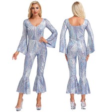 Women Leotard Adult Jumpsuit Stage Bodysuit Dancewear Costume Shiny Metallic