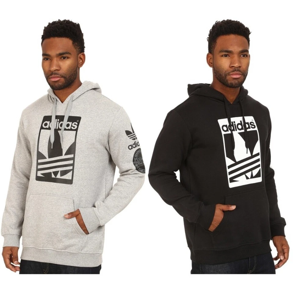 Adidas Men's Original Trefoil Street Graphic Front Pocket Active Pullover Hoodie