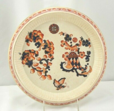 Gaudy Welsh Imari Flow Blue Raised Cake Plate English Antique