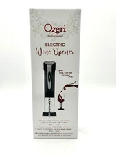 OZERI Rechargeable Electric Wine Opener w/Cable Removable Foil Cutter Black New