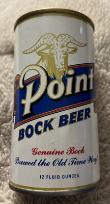 POINT BOCK BEER Straight Steel Beer Can Gold GOAT Stevens Point Brewery Wi