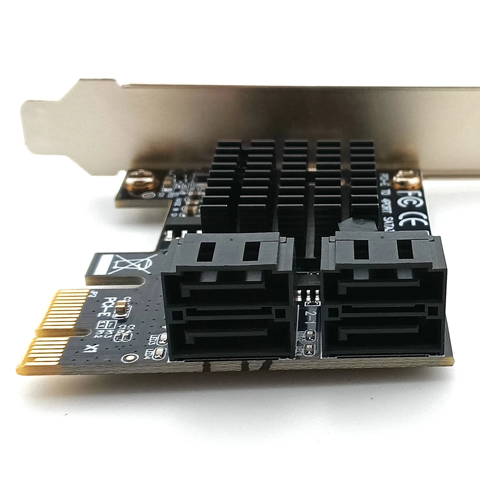 SATA 4 Port Contoller PCIe Adapter Data Power Cable HDD DVD Drive Expansion Card - Image 2 of 4