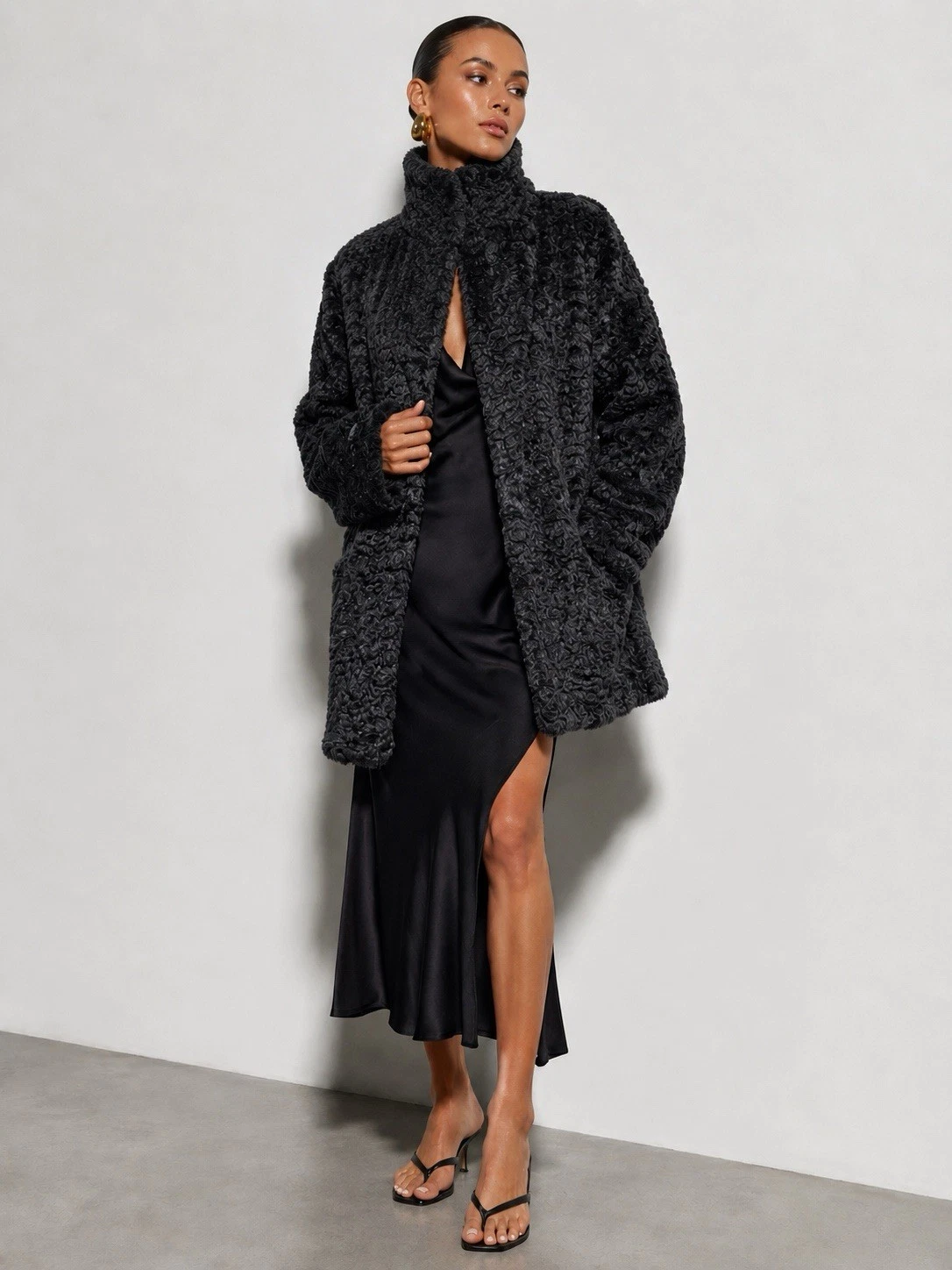 Givenchy — Vintage Givenchy Black Persian Lamb Coat Textured Faux Fur Jacket S / M