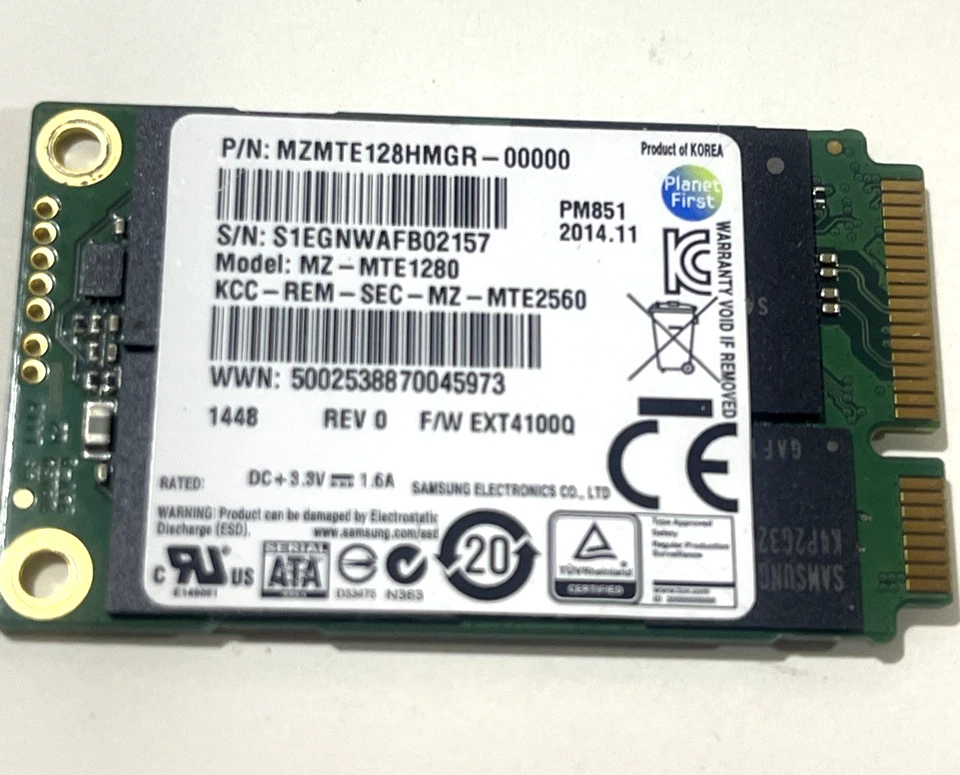 Samsung PM851 128GB mSATA 6Gbps SSD MZ-MTE1280 - Image 2 of 2