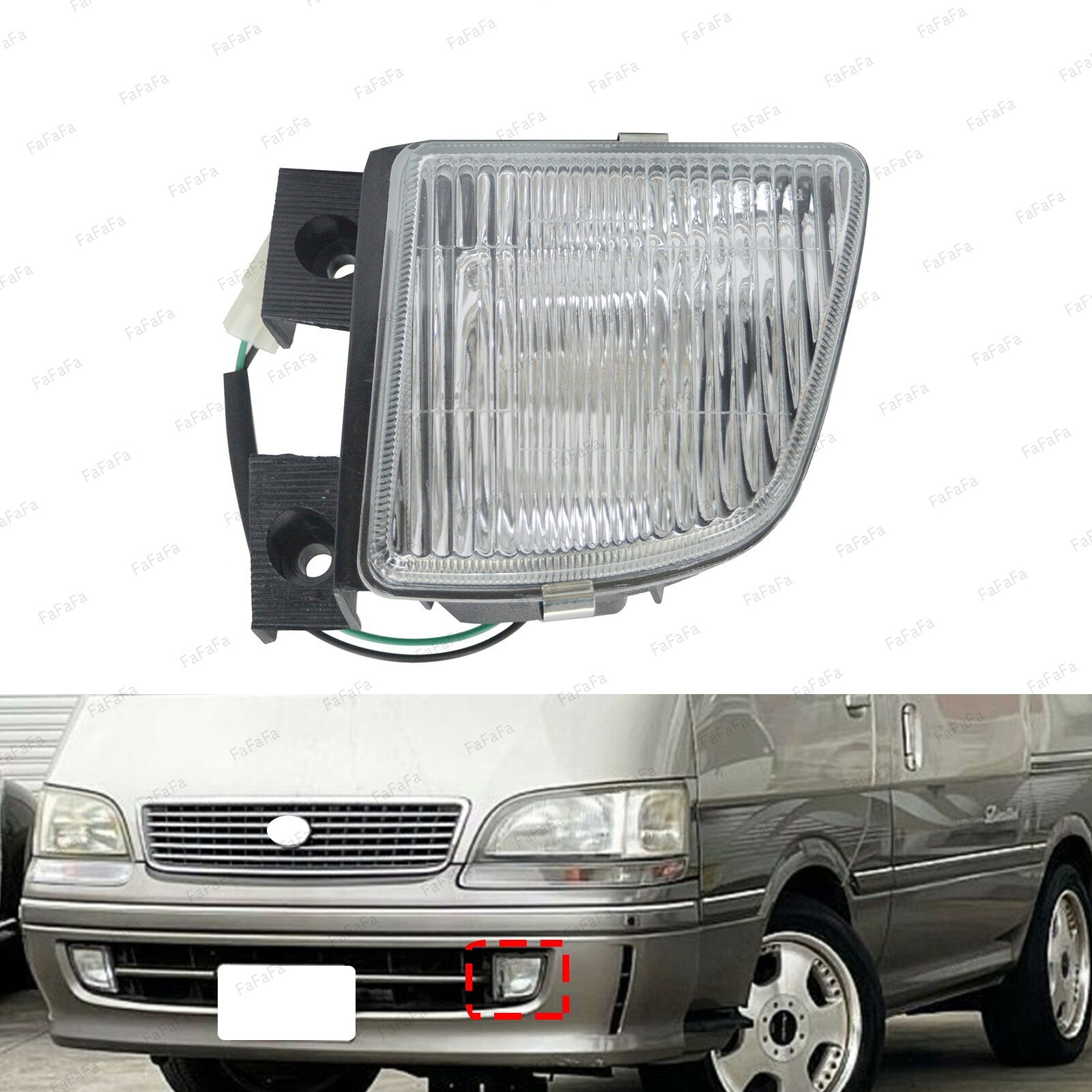 For Toyota Hiace 1997-1998 Left Front Bumper Fog Light Spot Lamp Bulb Clear Lens