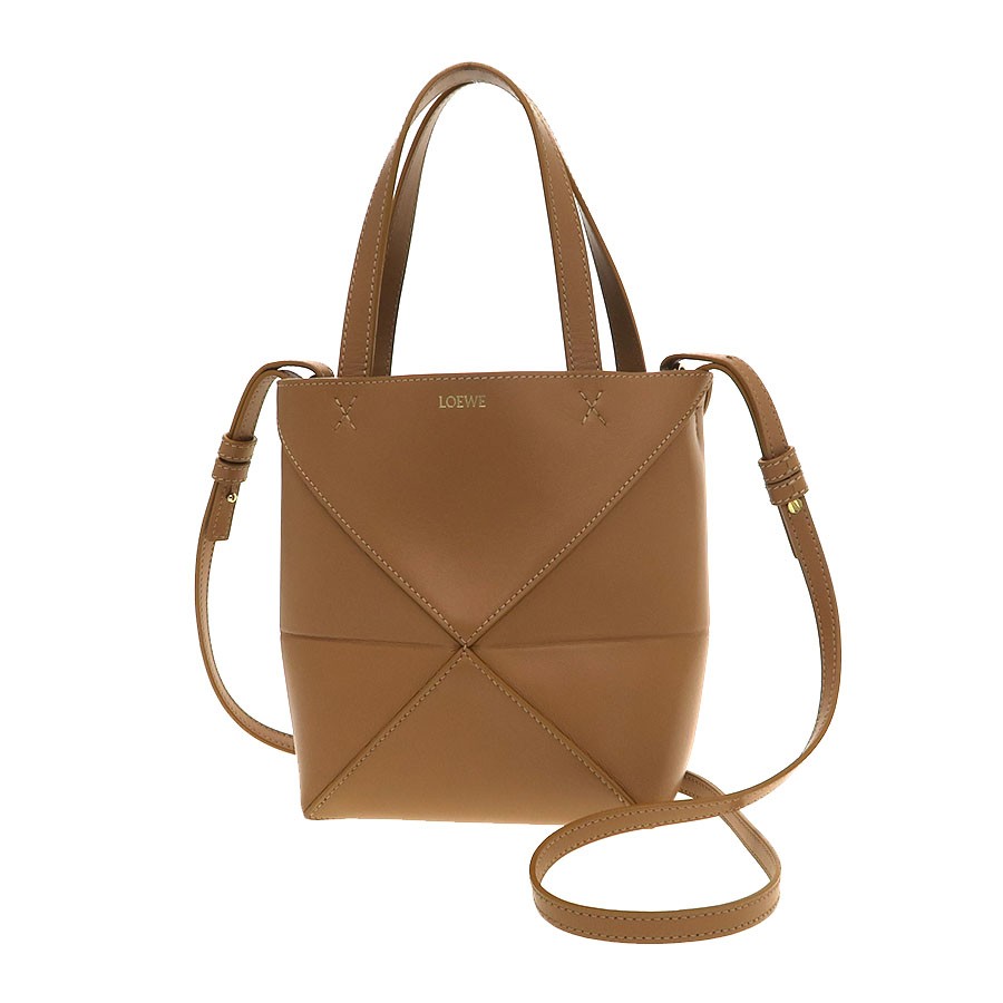 Loewe Puzzle Fold Mini Tote Shiny Calf Gold Hardware Dust Bag