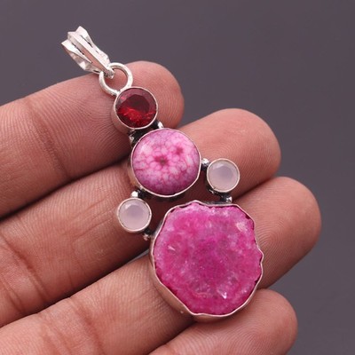 Solar Scheibe Edelstein 925 Sterling Silber Handarbeit Anhänger Schmuck Geschenk für die Liebe