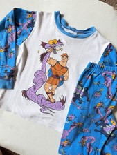 VTG Disney Hercules Boys Pajama Set Blue White Purple Long Sleeve 2-Piece