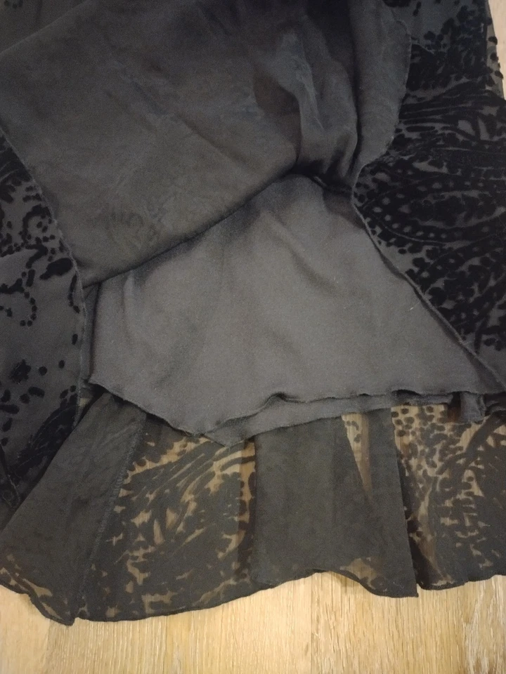 Maxi Vestido De Colección Años 90/Y2k Negro Burnout Terciopelo Sirena Capricho Hada Grunge S Foto 3 de 4