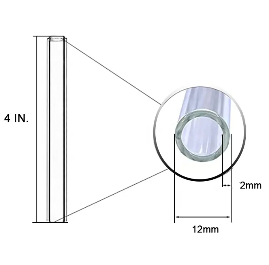 Pack of 10 Glass Tube Pyrex Glass Tubes 12 mm OD 2 mm Thick