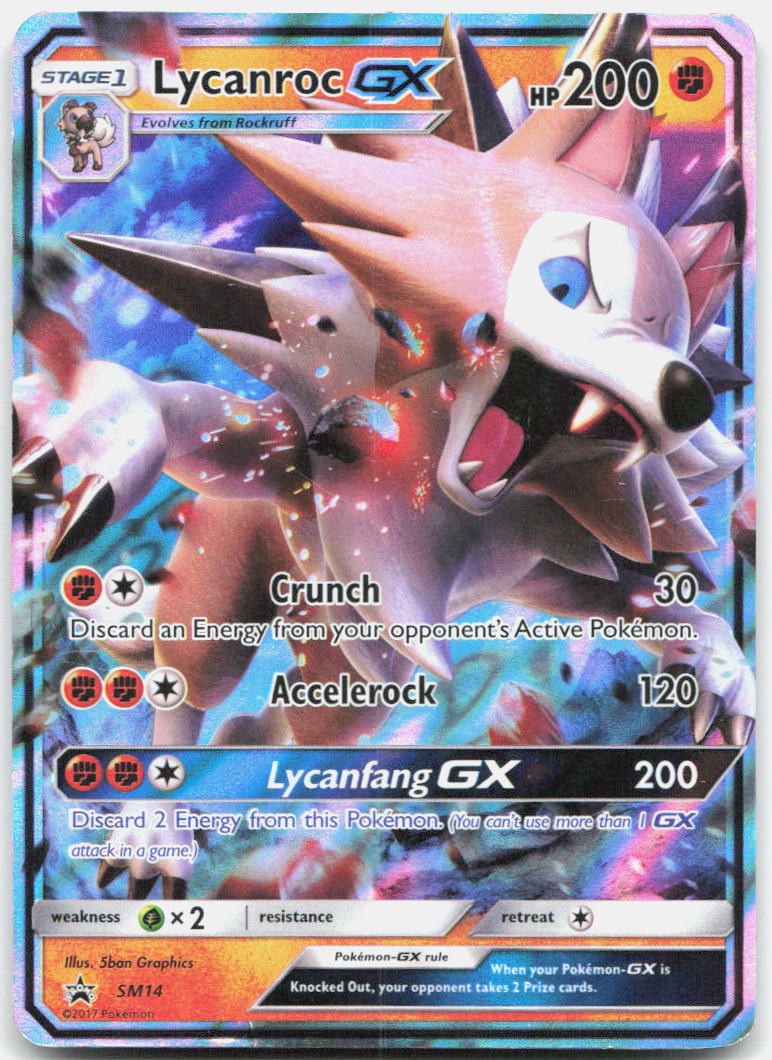 Lycanroc GX - SM14 Holo Promo Sun & Moon Promo Pokemon Lightly Played