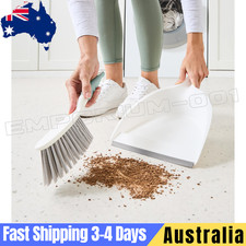 Dustpan and Hand Brush Set Dust Pan Set Cleaning Broom White and Grey- AU