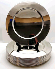 Lot of 12 Silver Metal Charger Plates 12" Polished Stainless Steel Table Decor