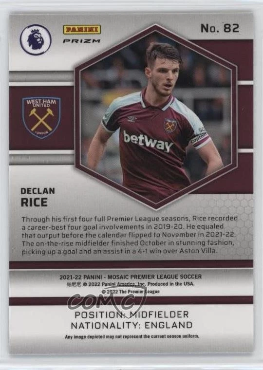 2021-22 Panini Mosaic Premier League Genesis Mosaic Prizm Declan Rice #82 - Image 2 of 2