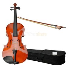 15" Natural Adult Acoustic Viola Basswood with Case Rosin Bow Brown